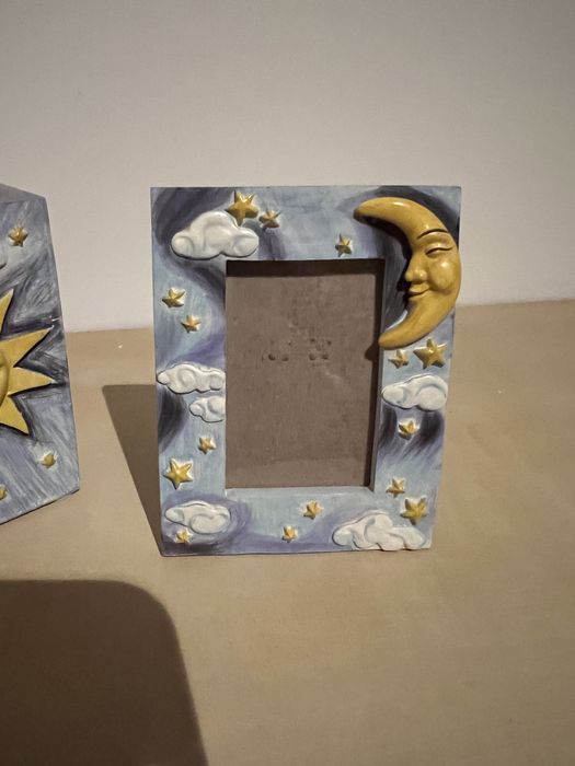 Conjunto sol e lua moldura pedra