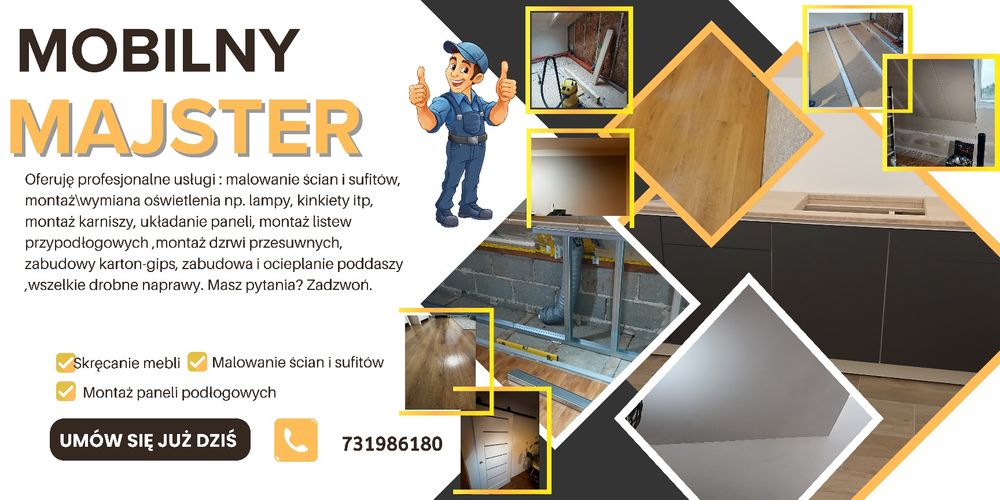 Zlota rączka-malowanie ścian, montaż paneli