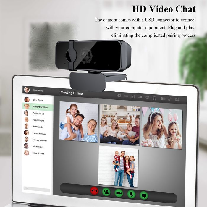 Webcam Orysin Full HD 1080p com Foco Automático, Microfone Integrado e 30fps