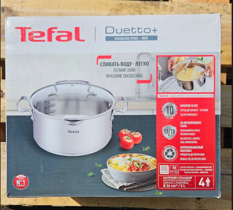 Garnek Tefal Duetto + indukcja stal nierdzewna 5 l