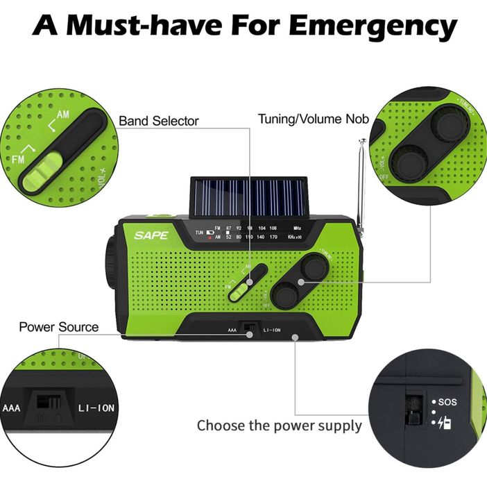 SAPE Radio solarne ogrodowe latarka ładowarka powerbank