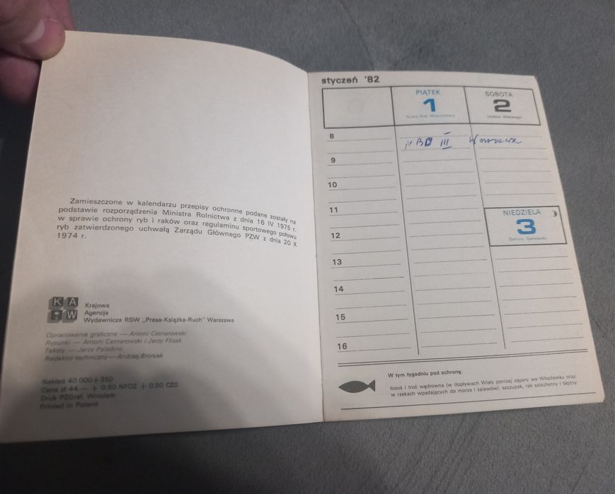 Kalendarz wędkarza 1982r.