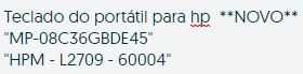 Teclado do portátil para hp  **NOVO**
