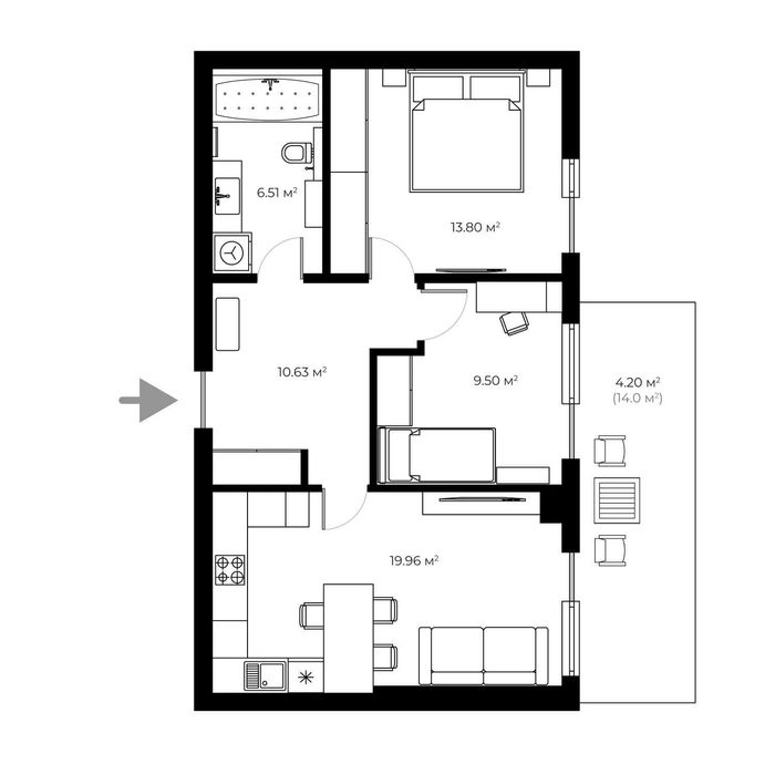 2-комнатная квартира по адресу Петефі Шандора пл. (площадь 64,6 м²) - Atlanta.ua - фото 18