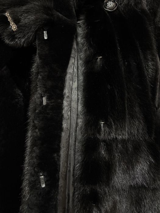 Шуба натуральна норка мутон чорна розмір S