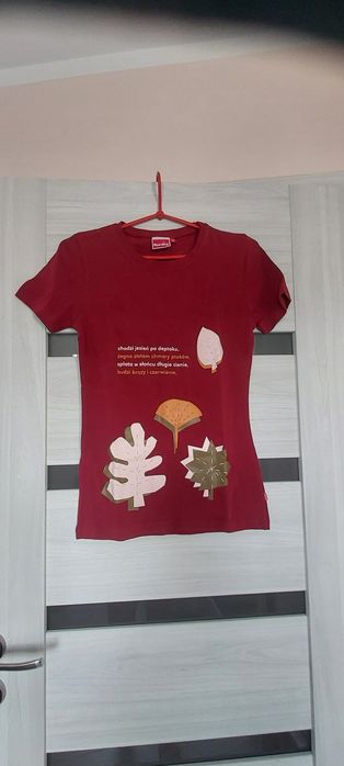 Bluzka top t-shirt nowa ccc M bordo krotki rękaw Red Bird