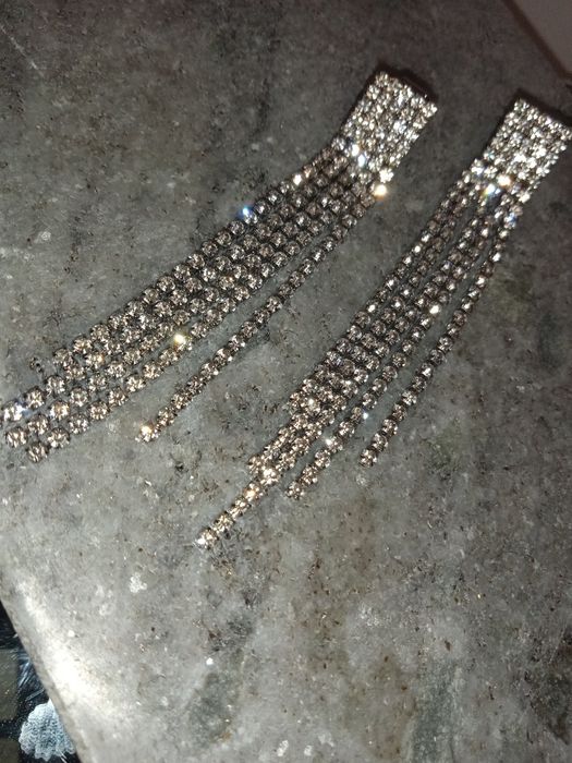 Klipsy wiszące cyrkonie nitki 7cm