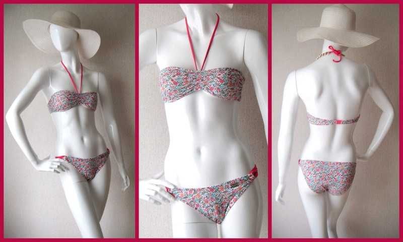 DOSTAWA GRATIS BIKINI Buffalo Bandeau 36 S 70 75 A paski floral print strój kostium
