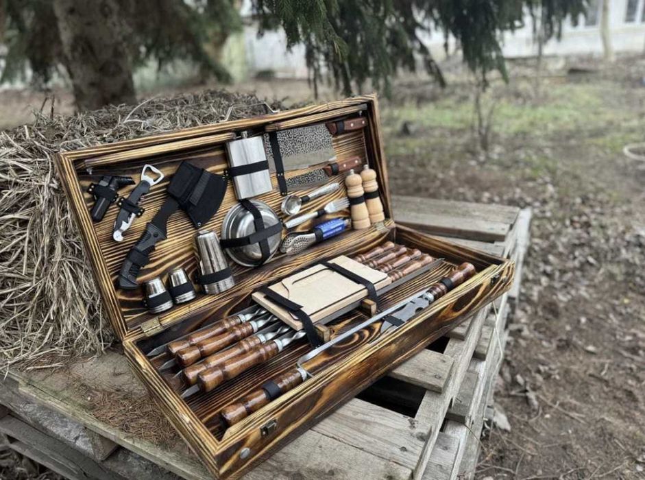 Набір шампурів в кейсі на подарунок! Ручна робота! Супер якість!