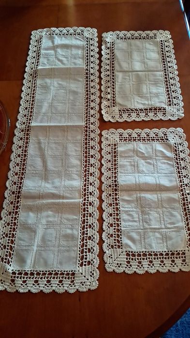 Conjunto panos de renda e linho