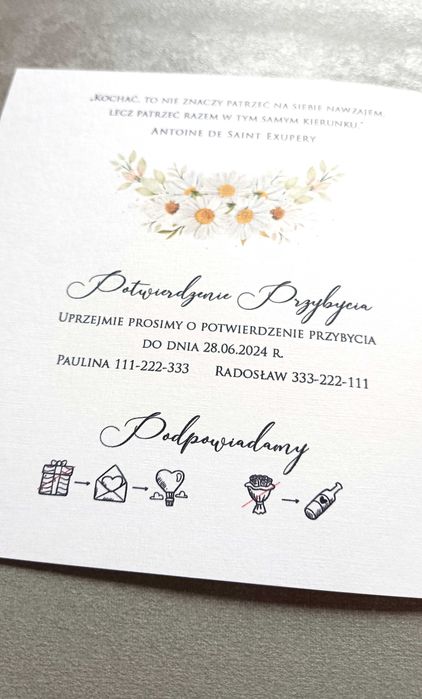 Zaproszenia kwadratowe na ślub wesele komunię roczek chrzest