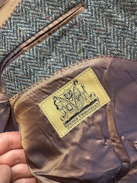 Винтажный серый шерстяной пиджак Harris Tweed оригинал Размер М