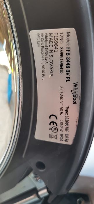 Pralka Whirlpool FFB 8448 BV PL 8 kg – sprawna, GWARANCJA