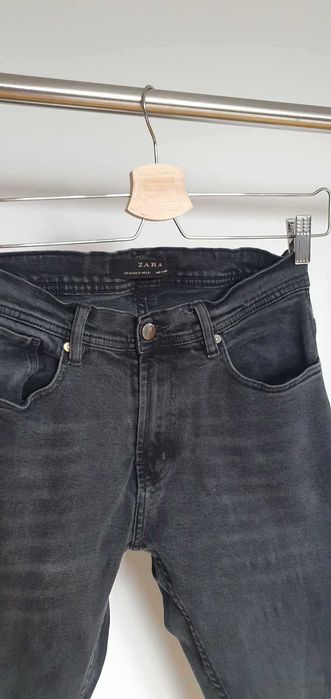 spodnie jeans slim fit skiny czarne grafitowe zara