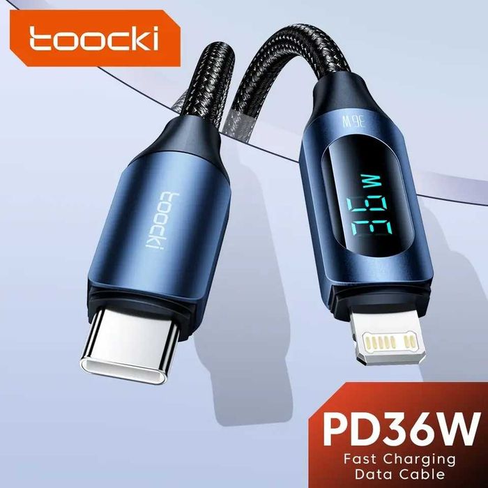 Kabel Toocki usb C do iPhona z wyświetlaczem brąz