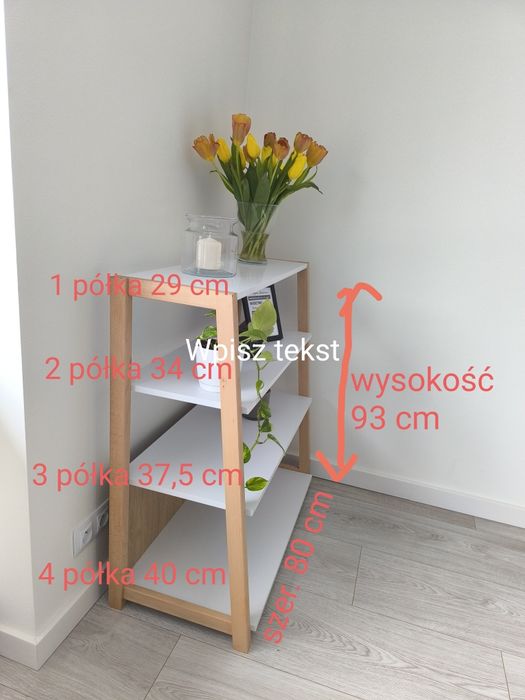 Komoda otwarta biała z drewnem