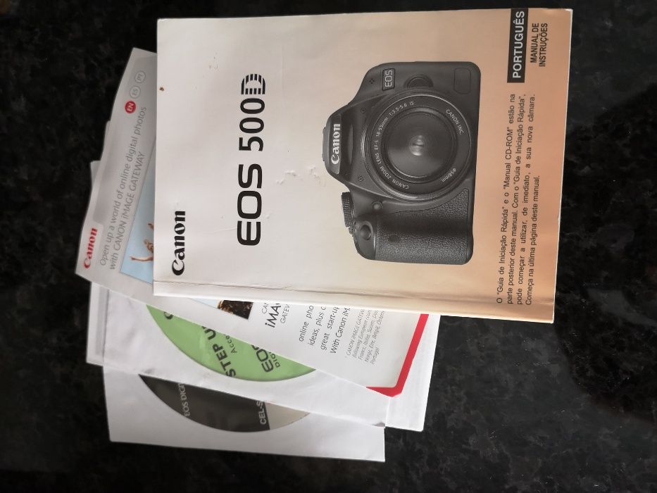 Canon EOS 500D, objetiva 18-55mm com 2 baterias + mala transporte