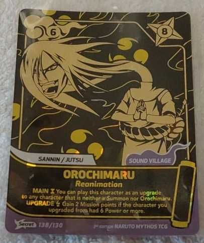 Carta Naruto Mythos TCG  Orochimaru Secret Rare 2ª Edição Konoha Shido