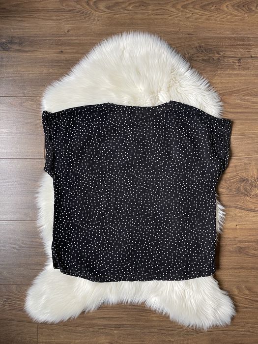 Amber rayon czarna bluzka biała w gwiazdki 38 M L oversize