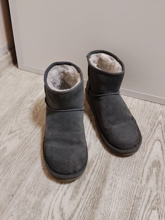 Женские угги ботинки серые