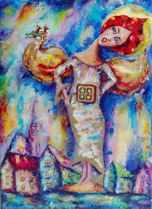 piękny obraz olejny, Anioł