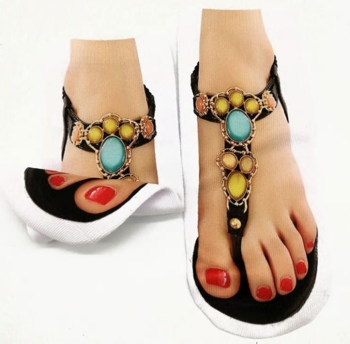 Meias de senhora padrão sandálias (novas)