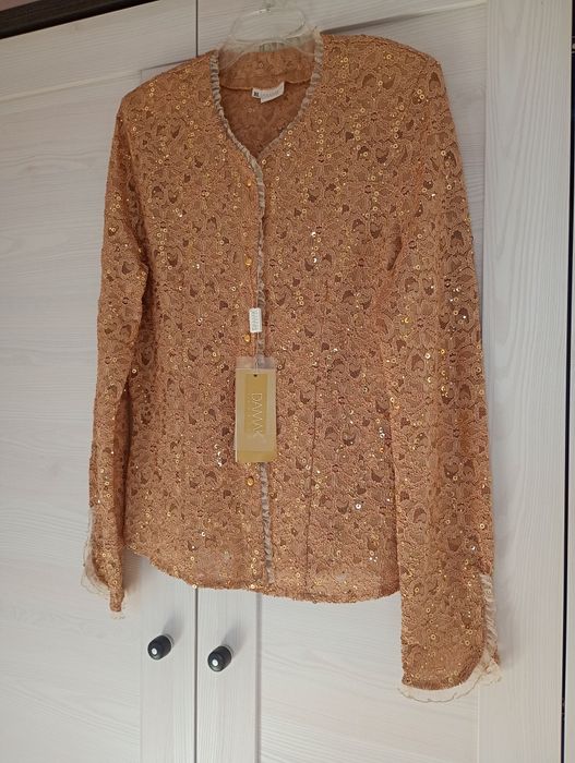 Cekinowa złota bluzka bolerko