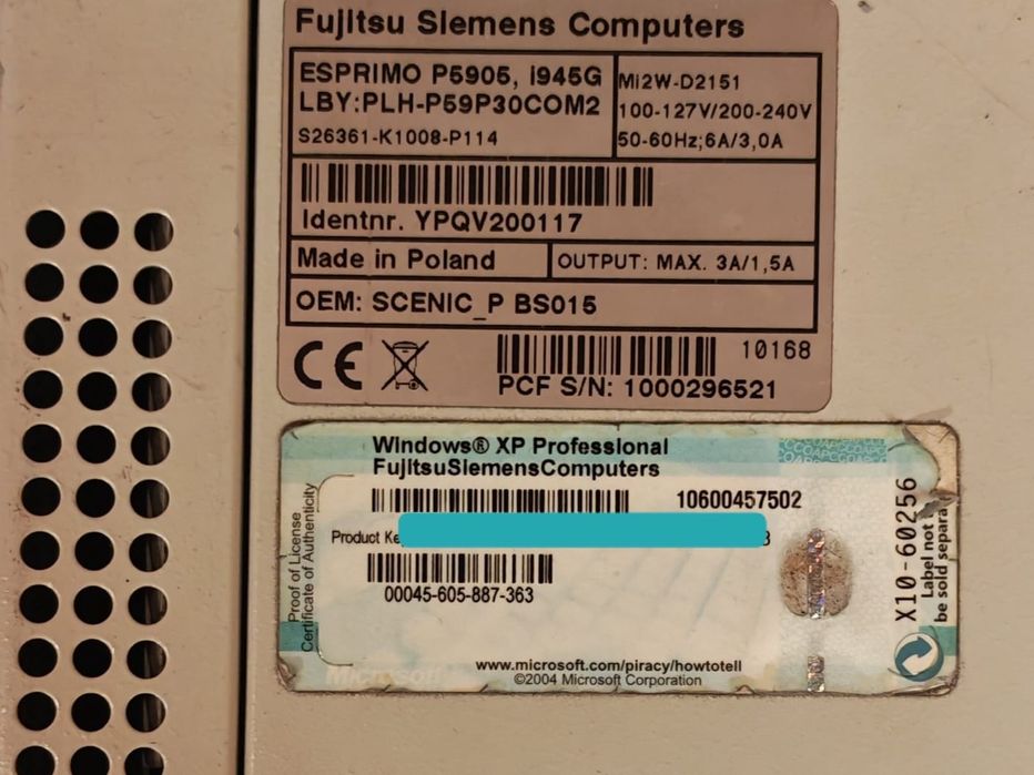 Komputer stacjonarny Fujitsu Esprimo P5905 | 4GB RAM | Windows XP PRO