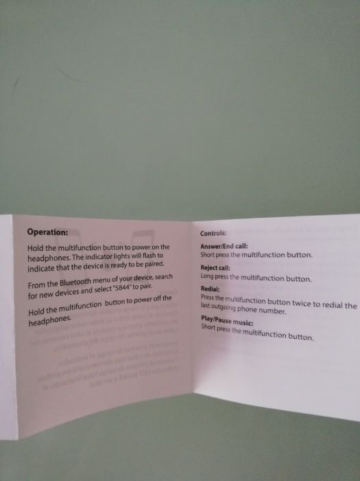 Auricular NOVO, com Bluetooth versão 4.1distancia operacional 10m