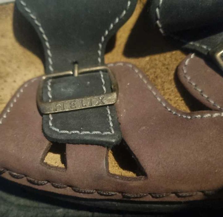 Klapki skórzane r. 47 męskie skóra sandały brązowe czarne