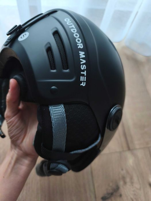 kask narciarski S czarny mat gogle helmet 48-54cm 650g
