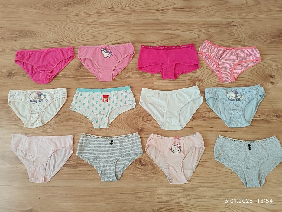 Zestaw 12 szt majtek r 128 dla dziewczynki bielizna