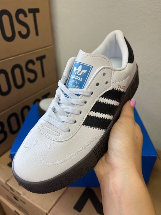 Женские кожанные кеды Adidas Samba / Адидас Самба белые 36 37 38 39 40