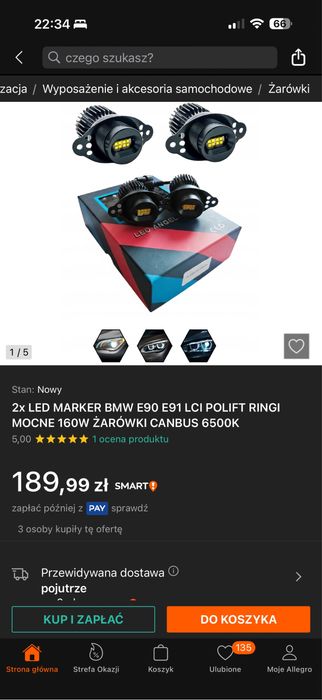 2x led  marker bmw e90 e91 LCI POLIFT ringi mocne 160W ŻARÓWKI CANBUS 6500K