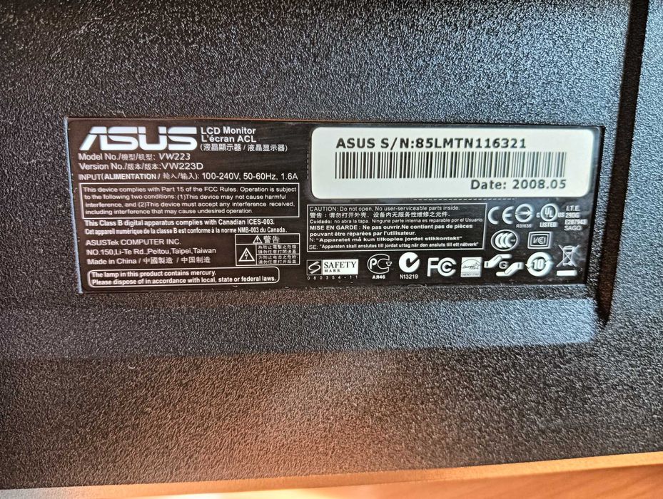 ASUS Lcd monitor modelo VW223D