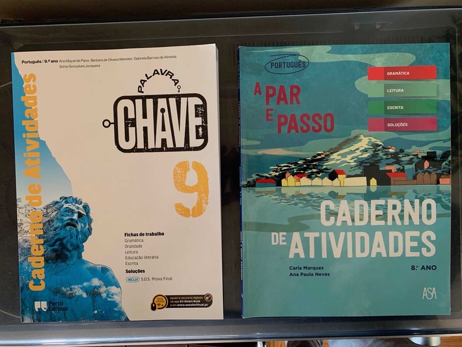 Cadernos de Actividades de Português do 8.º e 9.º ano como novos