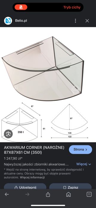 Akwarium 350l  w dobrym stanie