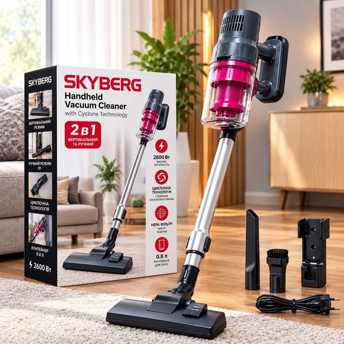 Пилосос вертикальний 2 в 1 SKYBERG 2600 Вт, ручний, контейнерний