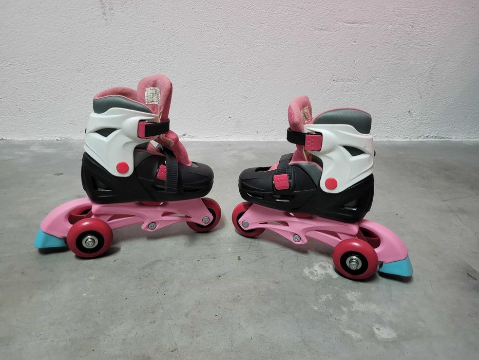 Patins Infantis Rosa e Preto – Ajustáveis
