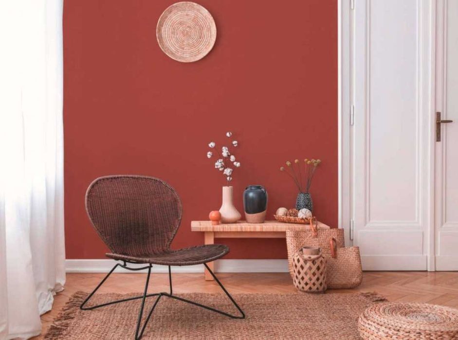 Виниловые обои 0,53 м, холст красный