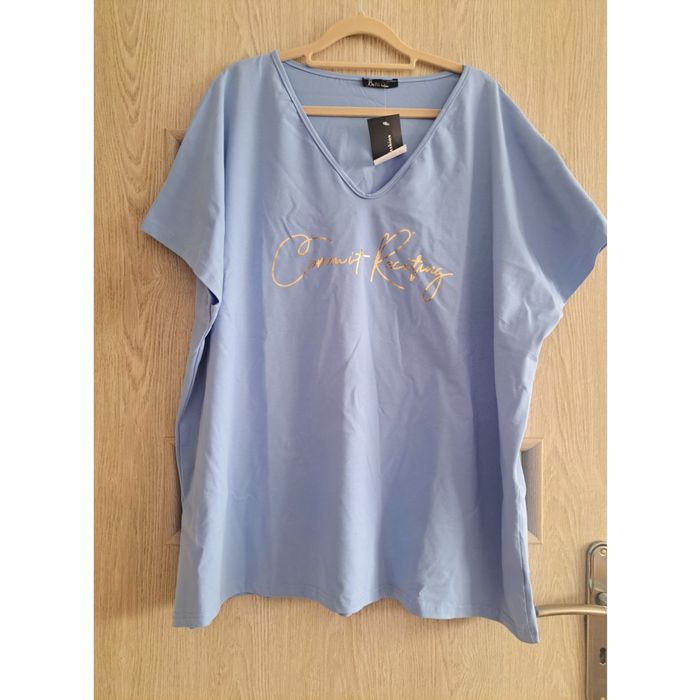 Bluzka damska t-shirt plus size złoty napis bawełna 50 52 xxl koszulka