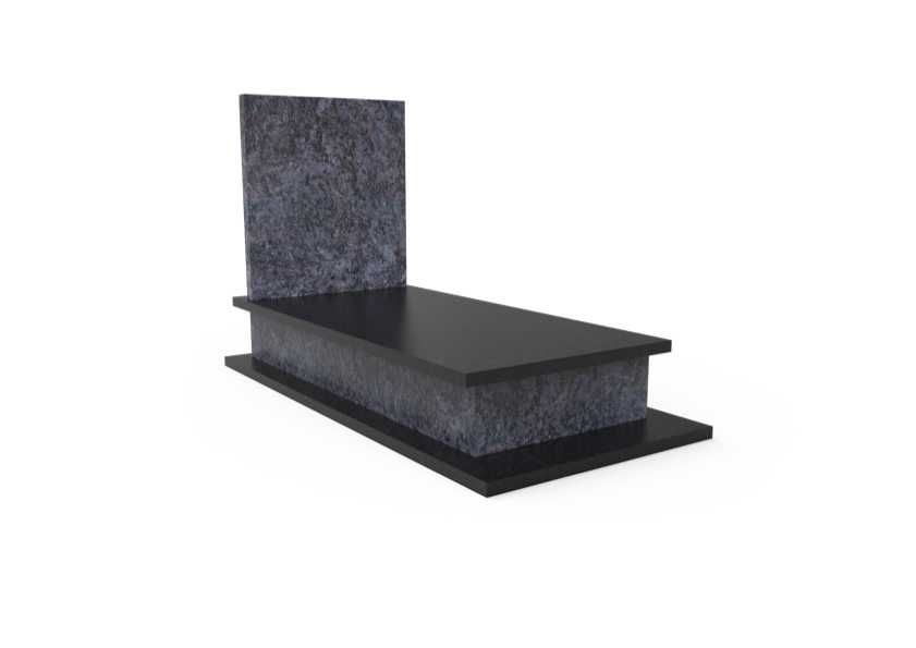 Nagrobek Granitowy Pomnik Premium Prosty Granit Granatowo-Czarny
