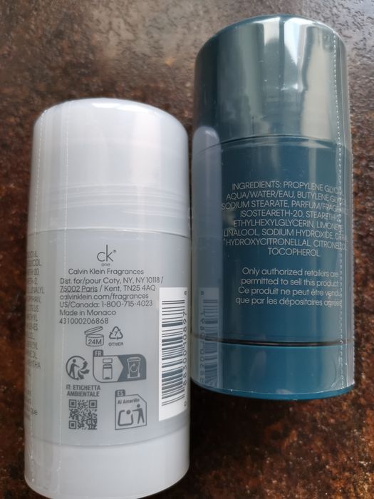 Дезодоранты-стики Calvin Klein One и Calvin Klein Free, оригинальные.