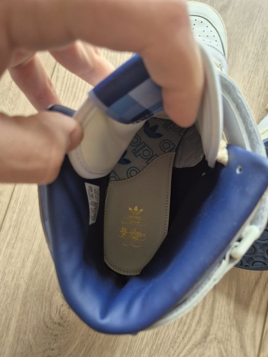 Buty Adidas Forum 45 błękitne wysokie