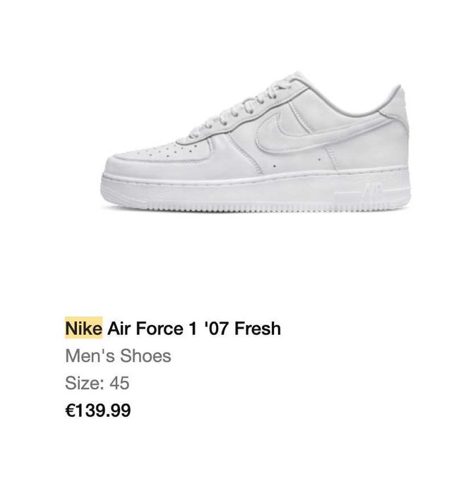 Nike Air Force 1 '07 Fresh Novos — Tamanho 45