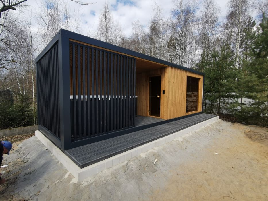 Sauna ogrodowa PREMIUM 8x2,5m Prysznic Piec Led  lamele Hit