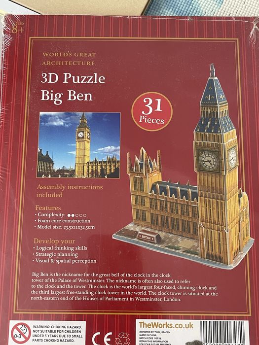 Продаю новий об’ємний 3D-пазл «Big Ben» у заводській упаковці!