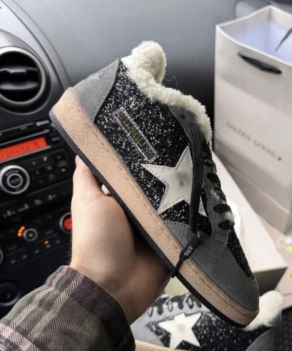 Кеди Golden Goose black grey premium Winter голден гус кеди