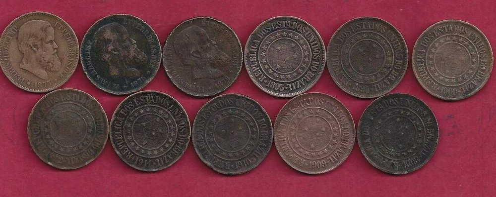 Brasil  11  Moedas  de 40 Reis todas  com  datas  Diferentes
