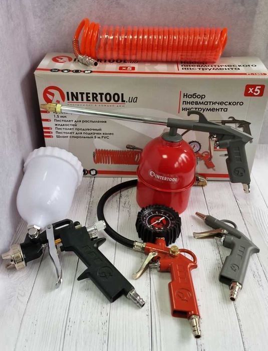 Набір пневматичний INTERTOOL PT-1501, підкачка+продувка+краскопульт